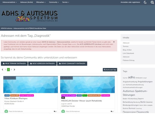ADHS und Autismus-Adressen